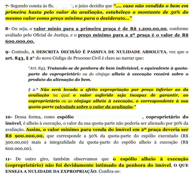 Exemplo de análise do processo feita pela equipe do Cataldo Siston Advogados
