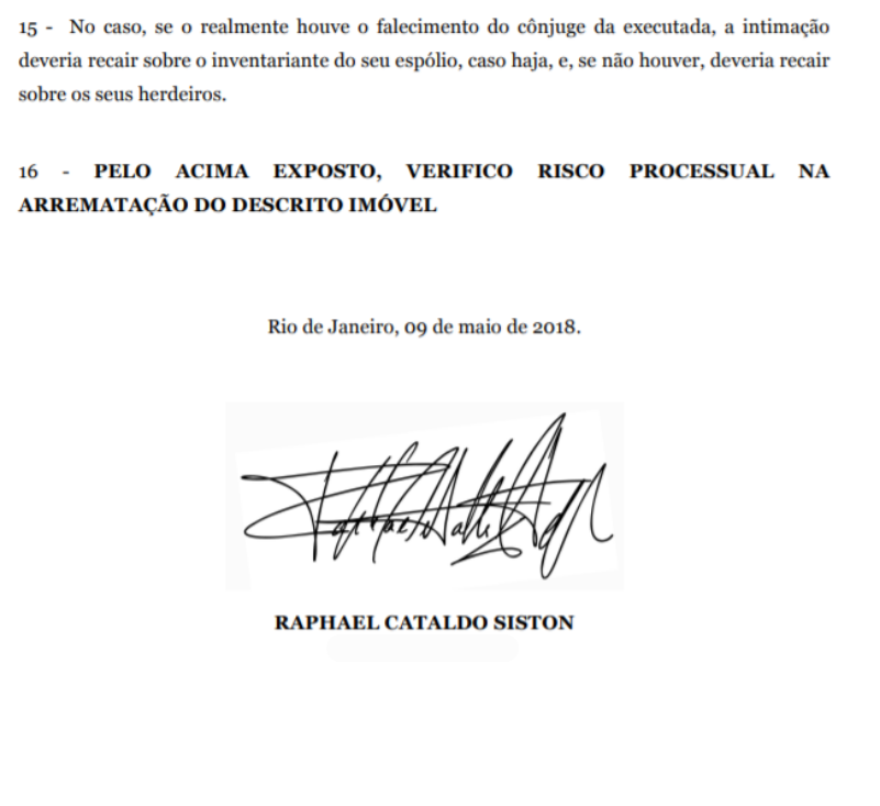 Parecer da equipe sobre a viabilidade da arrematação